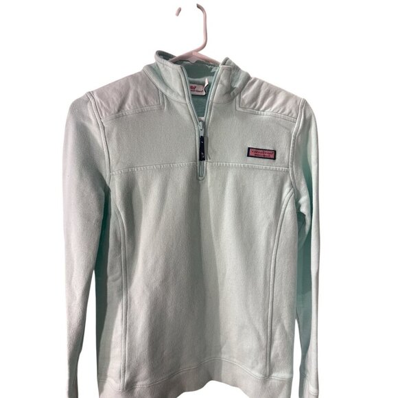 Vineyard Vines Women's 1/4 Zip Pullover Cotton Sweater Size XS Mint Green EUC - Picture 2 of 6
